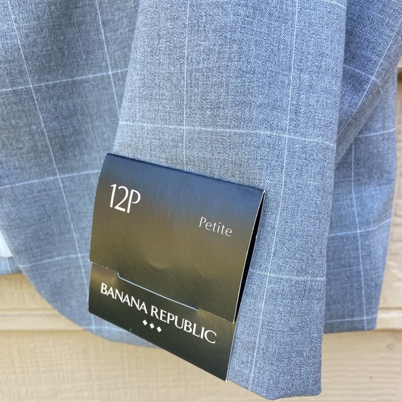 NWT- BANANA REPUBLIC GRAY PLAID CLASSIC FIT BUTTON FRONT BLAZER JACKET - Picture 5 of 10